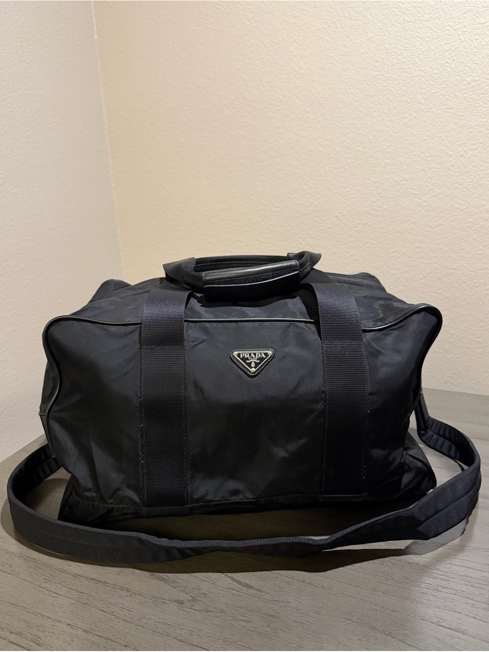 Prada Black Nylon Duffel with Detachable Strap